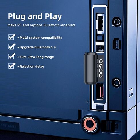 محول بلوتوث USB للكمبيوتر الشخصي - QGOO Bluetooth Dongle 5.3 EDR، مستقبل بلوتوث لاسلكي للكمبيوتر المكتبي والكمبيوتر المحمول بلوتوث Windows 8.1/10/11 (أبيض-209) in Saudi Arabia