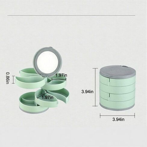 Rotating Jewelry Box Large Capacity with Mirror, 4-Layer Rotating Jewelry Storage Box for Bracelets Rings Earrings, Gift for Women, Blue in Saudi Arabia
