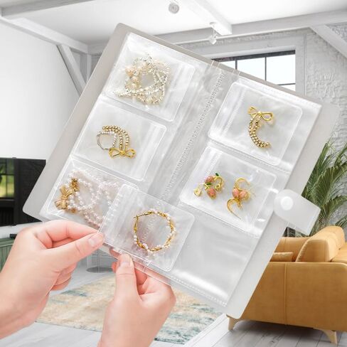 PVC Transparent Jewelry Storage Book –Home Shop Dustproof Earring, Ring, and Necklace Large Capacity Organizers 160-slot+50Bag in Saudi Arabia