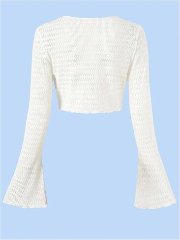 سترة SHENHE النسائية بأكمام جرس وربطة أمامية خفيفة الوزن ومقصوصة من بوليرو in Kuwait