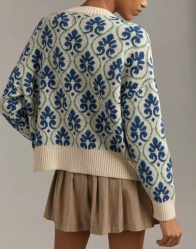 Floral Cardigan Sweaters for Women Lightweight Button Up Flower Printed Pattern Cardigans Fall Knit Sweater Tops in Kuwait