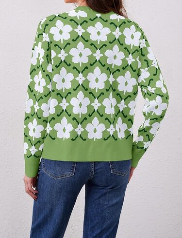 سترات صوفية مزهرة للنساء خفيفة الوزن بأزرار لأعلى ونمط مطبوع عليها زهور، سترات خريفية متماسكة in Kuwait