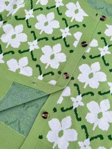 سترات صوفية مزهرة للنساء خفيفة الوزن بأزرار لأعلى ونمط مطبوع عليها زهور، سترات خريفية متماسكة in Kuwait