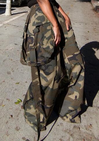 Women's Baggy Camo Cargo Pants High Waist Streetwear Camouflage Army Wide Leg Pants with Pockets in Saudi Arabia