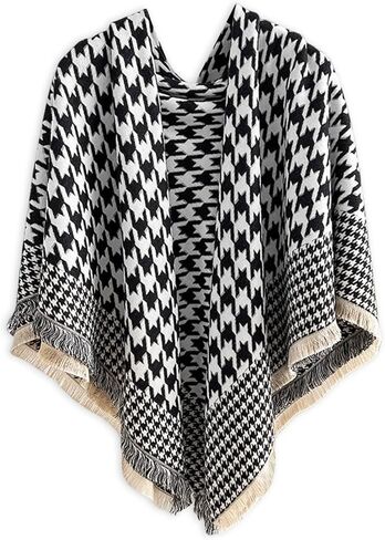 Winter Warm Cashmere Shawl Large Scarf Women Houndstooth Check Pashmina Scarves With Tassel Soft Thicken Wrap Cape in Kuwait