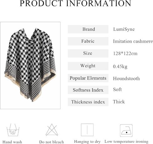 Winter Warm Cashmere Shawl Large Scarf Women Houndstooth Check Pashmina Scarves With Tassel Soft Thicken Wrap Cape in Kuwait