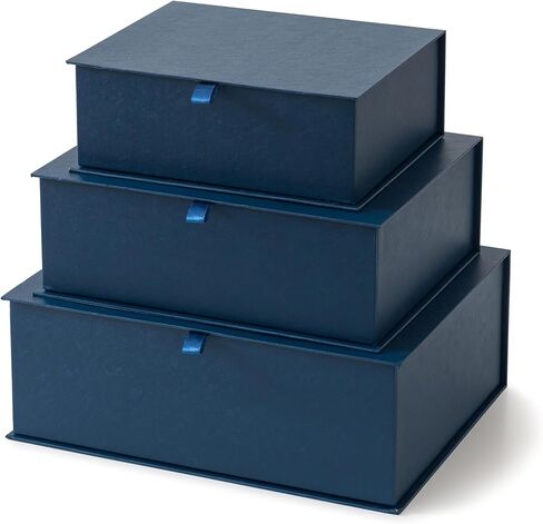 Soul & Lane Decorative Cardboard Storage Boxes with Lids - Set of 3, Memory Boxes for Keepsakes, Stacking Decorative Photo Storage for Pictures and Decor, Forest Green in Saudi Arabia