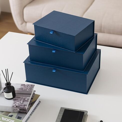 Soul & Lane Decorative Cardboard Storage Boxes with Lids - Set of 3, Memory Boxes for Keepsakes, Stacking Decorative Photo Storage for Pictures and Decor, Forest Green in Saudi Arabia