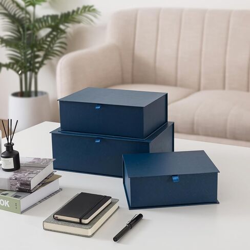 Soul & Lane Decorative Cardboard Storage Boxes with Lids - Set of 3, Memory Boxes for Keepsakes, Stacking Decorative Photo Storage for Pictures and Decor, Forest Green in Saudi Arabia