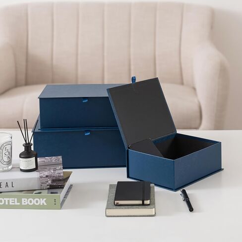 Soul & Lane Decorative Cardboard Storage Boxes with Lids - Set of 3, Memory Boxes for Keepsakes, Stacking Decorative Photo Storage for Pictures and Decor, Forest Green in Saudi Arabia