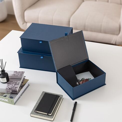 Soul & Lane Decorative Cardboard Storage Boxes with Lids - Set of 3, Memory Boxes for Keepsakes, Stacking Decorative Photo Storage for Pictures and Decor, Forest Green in Saudi Arabia