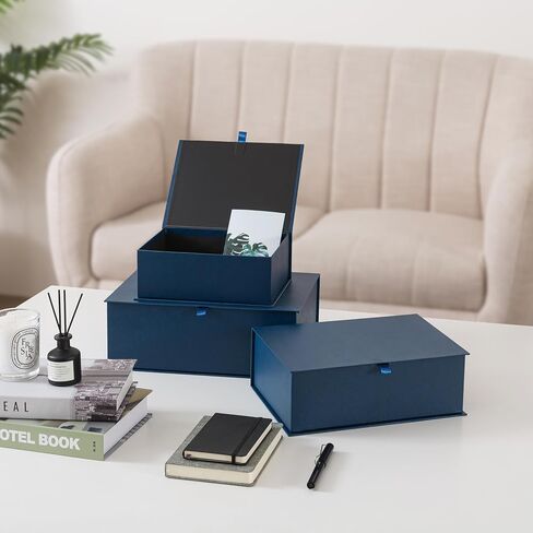 Soul & Lane Decorative Cardboard Storage Boxes with Lids - Set of 3, Memory Boxes for Keepsakes, Stacking Decorative Photo Storage for Pictures and Decor, Forest Green in Saudi Arabia