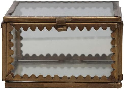 Creative Co-Op Brass and Glass Display Box with Scalloped Edges, Antique Finish in Saudi Arabia