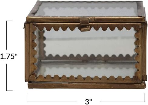 Creative Co-Op Brass and Glass Display Box with Scalloped Edges, Antique Finish in Saudi Arabia