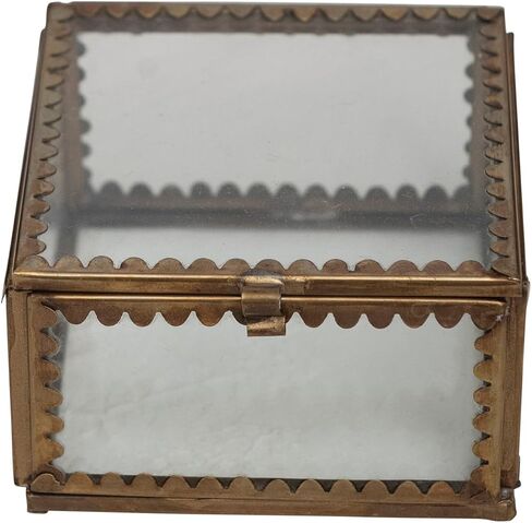 Creative Co-Op Brass and Glass Display Box with Scalloped Edges, Antique Finish in Saudi Arabia