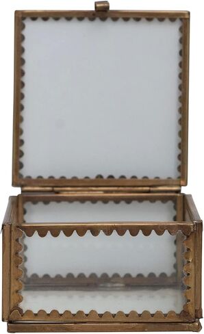 Creative Co-Op Brass and Glass Display Box with Scalloped Edges, Antique Finish in Saudi Arabia