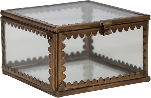 Creative Co-Op Brass and Glass Display Box with Scalloped Edges, Antique Finish in Saudi Arabia