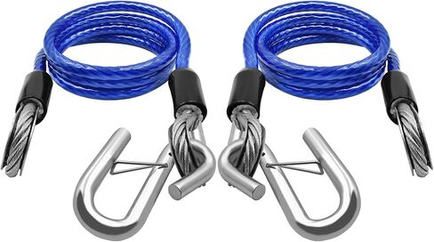 NAZON 48IN/60IN Trailer Safety Cables with Hooks 2-Pack Chains Towing 5000 Lbs Break Strength for Boat Safety Cables Blue PVC Coating Trailer Chains for Security in Kuwait