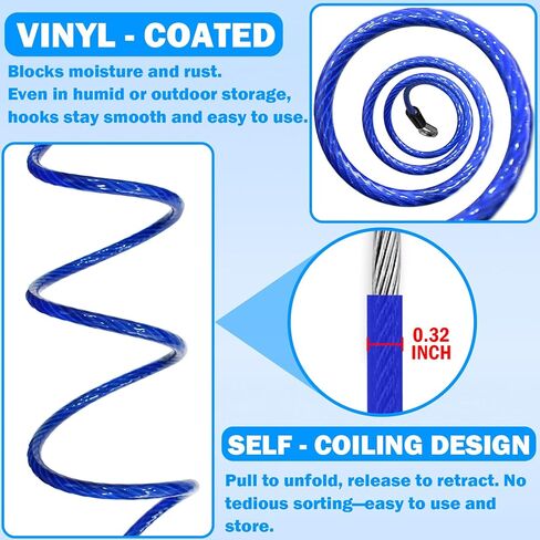 NAZON 48IN/60IN Trailer Safety Cables with Hooks 2-Pack Chains Towing 5000 Lbs Break Strength for Boat Safety Cables Blue PVC Coating Trailer Chains for Security in Kuwait