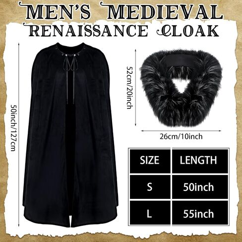 6 Pcs Halloween Men's Viking Costume Set Medieval Viking Fur Cape Cloak Renaissance Pirate Victorian LARP Belt Bracer Pouch in Kuwait