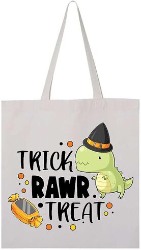 inktastic Halloween Trick Rawr Treat with Dinosaur Tote Bag in Saudi Arabia