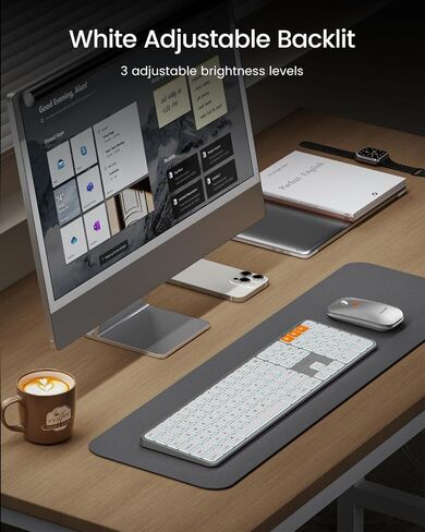 ProtoArc Bluetooth Keyboard Mouse for Mac, KM100-A Ultra Slim Wireless Keyboard Mouse for Mac, Backlit, Rechargeable, Multi-Device for MacBook Pro, MacBook Air, iMac, iPhone, iPad, Space Gray in Kuwait