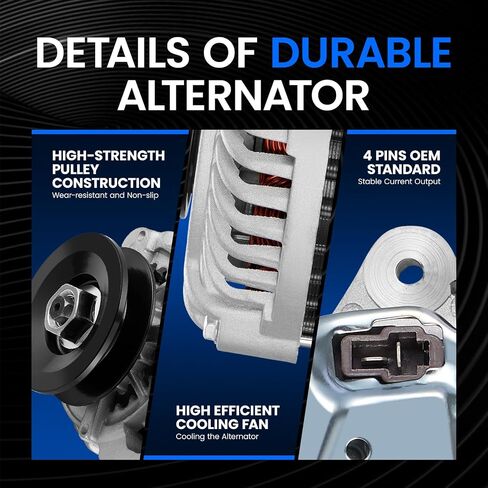 Alternator Compatible with Chevy Express/Silverado 1500, Compatible with GMC Savana/Sierra 1500, 4.3L V6, Fit for 12180SE 12180SEN 40052062 AND0525 1002111660 in Saudi Arabia