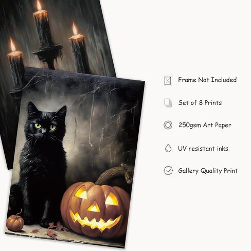 JarThenaAMCS 8Pcs Vintage Halloween Wall Art Prints Scary Headless Horse Witch Bat Ghost Art Poster Dark Goth Moody Wall Decor for Gallery Living Room Bedroom Decor (UNFRAMED) in Saudi Arabia