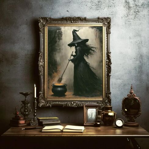 JarThenaAMCS 8Pcs Vintage Halloween Wall Art Prints Scary Headless Horse Witch Bat Ghost Art Poster Dark Goth Moody Wall Decor for Gallery Living Room Bedroom Decor (UNFRAMED) in Saudi Arabia