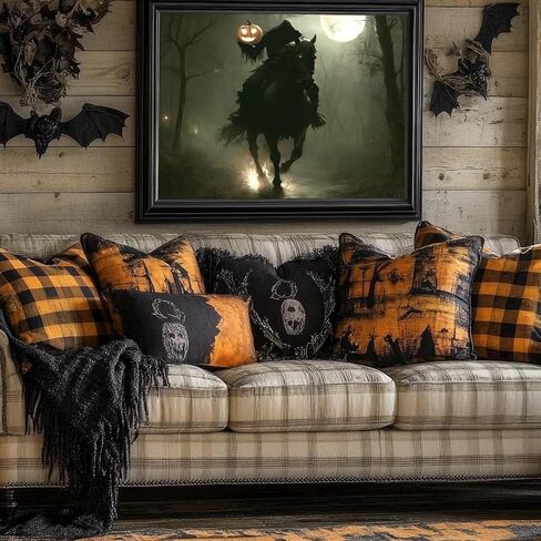 JarThenaAMCS 8Pcs Vintage Halloween Wall Art Prints Scary Headless Horse Witch Bat Ghost Art Poster Dark Goth Moody Wall Decor for Gallery Living Room Bedroom Decor (UNFRAMED) in Saudi Arabia