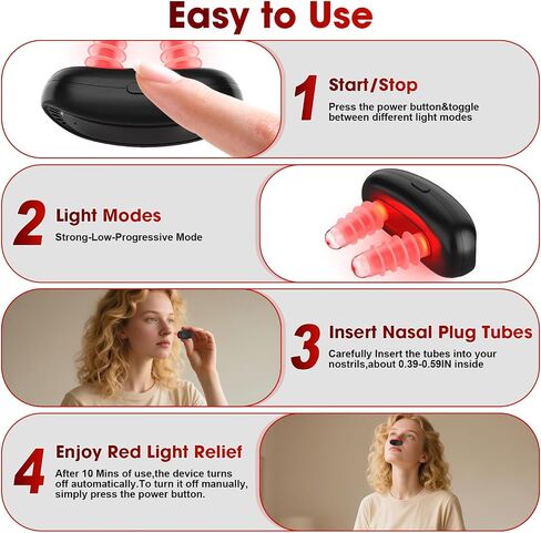 Red Light Therapy for Nose,LED Nasal Device for Sinus Relief&Dry Nose,Portable USB Charging Light Therapy in Saudi Arabia
