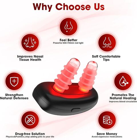 Red Light Therapy for Nose,LED Nasal Device for Sinus Relief&Dry Nose,Portable USB Charging Light Therapy in Saudi Arabia