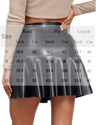 Women's Faux Leather Skirts Black High Waisted Ruffled Hem Classic PU A Line Mini Skirt in Saudi Arabia