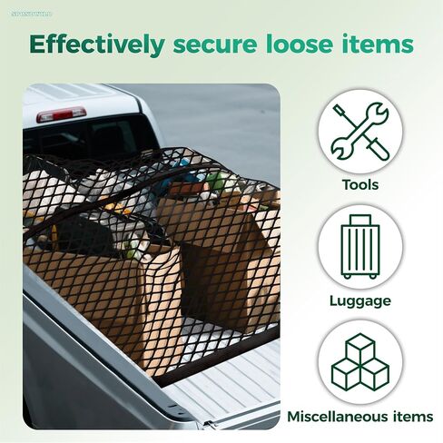 Stretchable Cargo Net with Hooks - Adjustable Elastic Trunk & Truck Bed Storage Organizer for Cars & Trucks, Ideal for Securing Light Loads, Easy - Install Elastic Cargo Net in Saudi Arabia