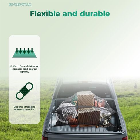 Stretchable Cargo Net with Hooks - Adjustable Elastic Trunk & Truck Bed Storage Organizer for Cars & Trucks, Ideal for Securing Light Loads, Easy - Install Elastic Cargo Net in Saudi Arabia
