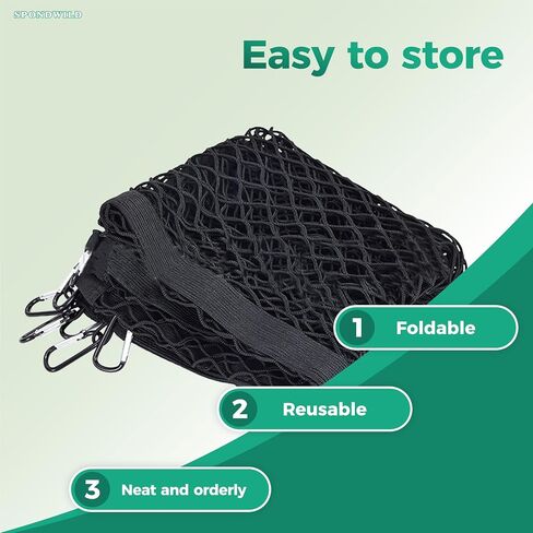 Stretchable Cargo Net with Hooks - Adjustable Elastic Trunk & Truck Bed Storage Organizer for Cars & Trucks, Ideal for Securing Light Loads, Easy - Install Elastic Cargo Net in Saudi Arabia
