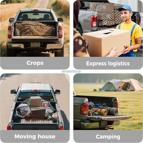 Stretchable Cargo Net with Hooks - Adjustable Elastic Trunk & Truck Bed Storage Organizer for Cars & Trucks, Ideal for Securing Light Loads, Easy - Install Elastic Cargo Net in Saudi Arabia