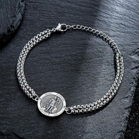 PROESS Saint Michael/Peregrine/Florian/Raphael Bracelet 925 Sterling Silver Protector Archangel Bracelet Catholic Jewelry Gifts for Women Men in Saudi Arabia