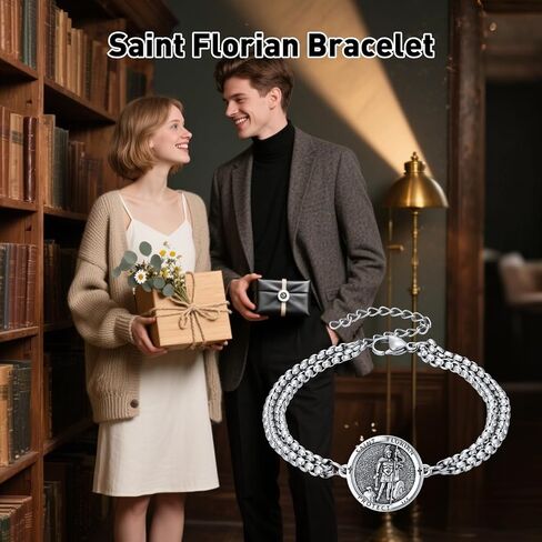 PROESS Saint Michael/Peregrine/Florian/Raphael Bracelet 925 Sterling Silver Protector Archangel Bracelet Catholic Jewelry Gifts for Women Men in Saudi Arabia