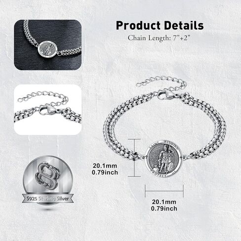 PROESS Saint Michael/Peregrine/Florian/Raphael Bracelet 925 Sterling Silver Protector Archangel Bracelet Catholic Jewelry Gifts for Women Men in Saudi Arabia
