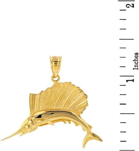 Certified 14k Yellow Gold Sailfish Marlin Swordfish Pendant in Saudi Arabia