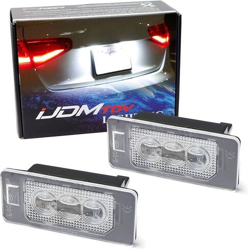 iJDMTOY OEM-Fit 3W مجموعة إضاءة لوحة ترخيص LED كاملة متوافقة مع Audi A3 A4 A5 A6 A7 Q3 Q5 Q7 TT Cayenne Panamera، مدعومة بـ 3 قطع Osram Xenon White LED & Can-Bus خالية من الأخطاء in Saudi Arabia