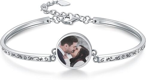RMREWY Picture Commemorative Bracelet I Love You 100 Languages Photo Projection/Custom Photo Silver Bracelet Couples for Women Men in Saudi Arabia