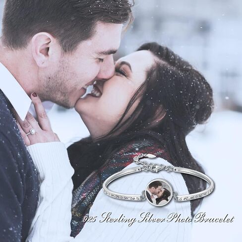 RMREWY Picture Commemorative Bracelet I Love You 100 Languages Photo Projection/Custom Photo Silver Bracelet Couples for Women Men in Saudi Arabia