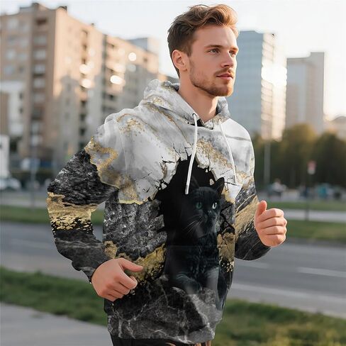 Amasnay Blue Flame Wolf Hoodies 3D Print Graphic Pullover Hooded Sweatshirt Hoodies with Big Pockets for Men, Teen Boy, Women in Saudi Arabia