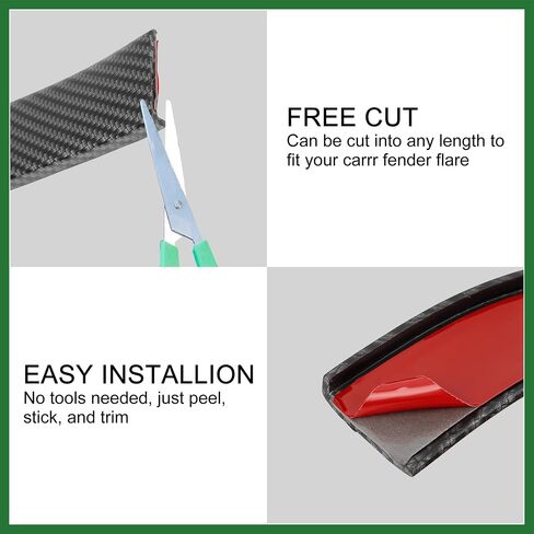 Motoforti 2pcs 4.5cm x 1.5m Car Wheel Mudguard Strip Extension Wheel Eyebrow Trim Protector Decoration Carbon Fiber Pattern Long-Lasting in Saudi Arabia