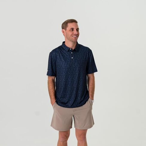 Burlebo Men's Performance Short Sleeve Polo Golf Shirt (Retro Duck Camo, Medium) in Kuwait