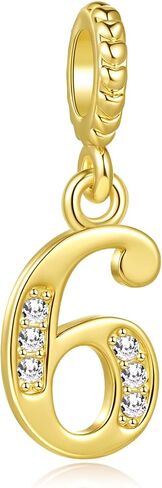 Gold Sparkling 0-9 Number Charm Compatible with Pandora Charms Bracelets Lucky Number Jewelry for Women in Saudi Arabia
