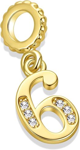 Gold Sparkling 0-9 Number Charm Compatible with Pandora Charms Bracelets Lucky Number Jewelry for Women in Saudi Arabia