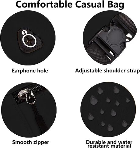 Crossbody Fanny Pack for Men Women, Fashion Waist Bag Pack with Adjustable Strap for Outdoors, Casual Belt Bag for Travel Walking Running(Black) in Saudi Arabia